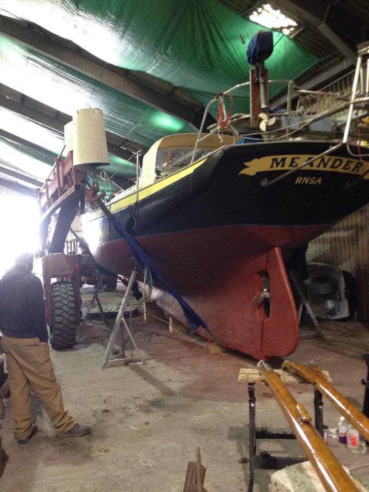 Meander ashore during refit