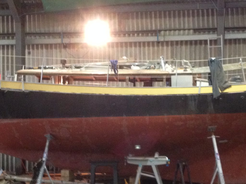 Coachroof and cabin repair work on Meander