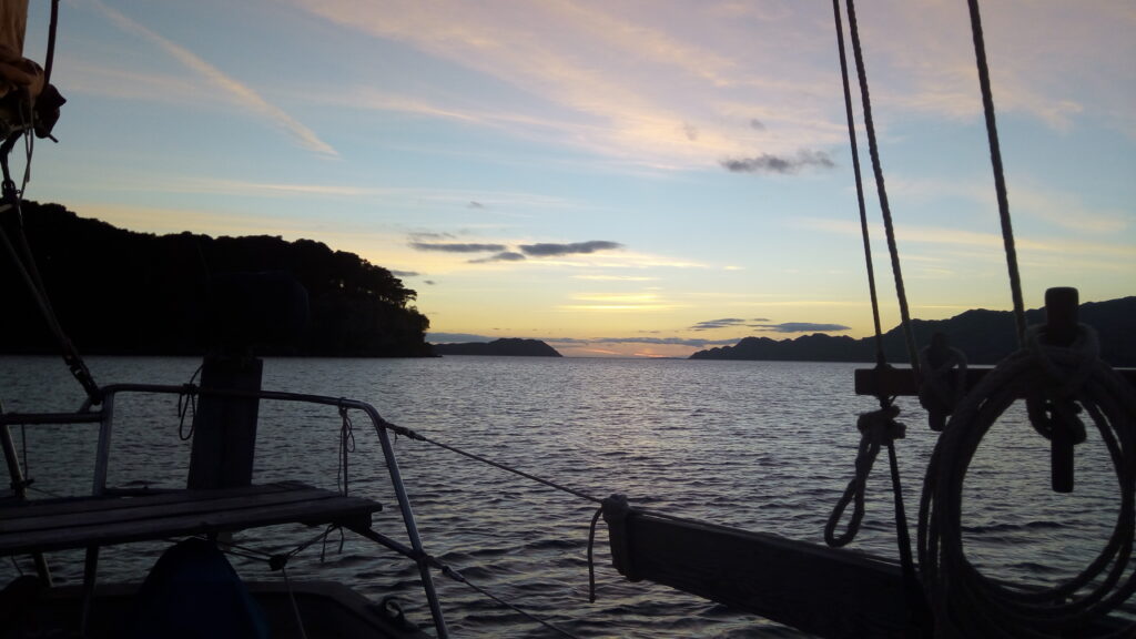 Sunset seen from aboard Meander